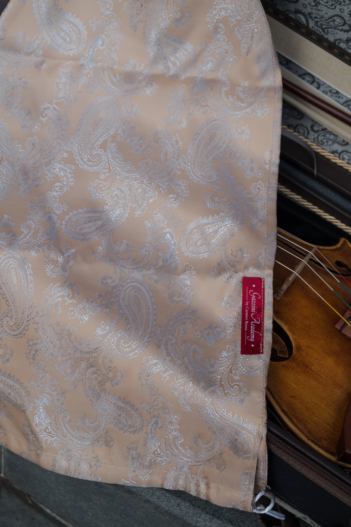 VIOLIN SLEEVE - Beige & Silver Paisley