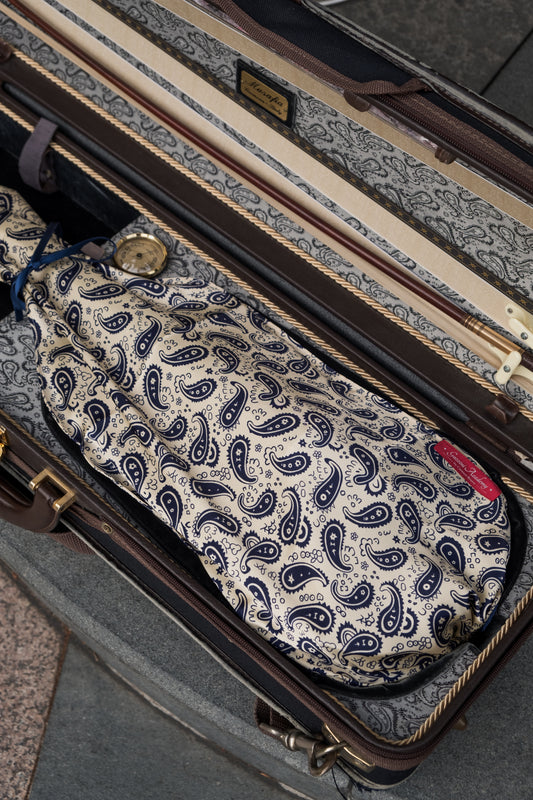 VIOLIN SLEEVE - Dark Blue & Beige Paisley