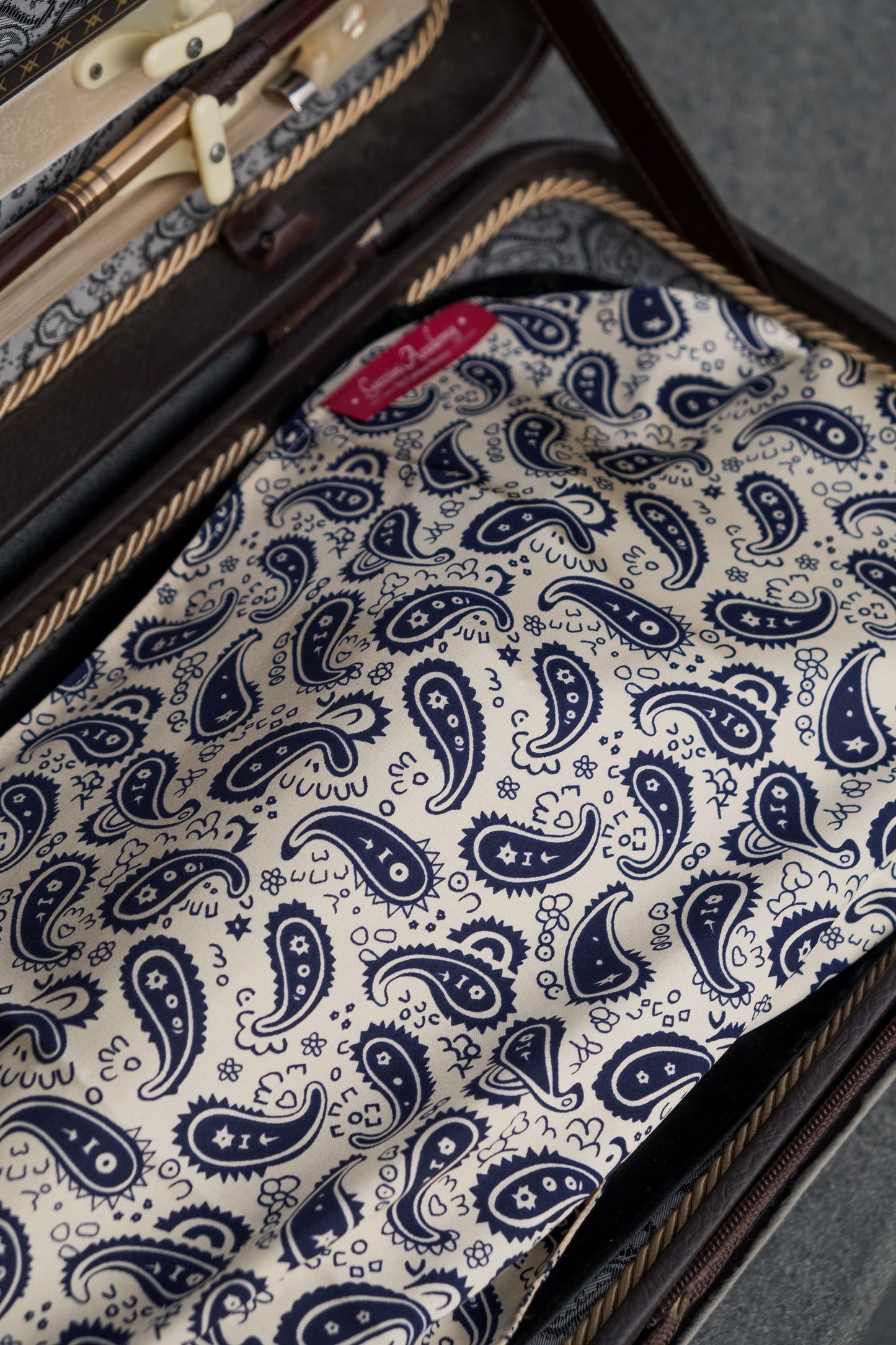 VIOLIN SLEEVE - Dark Blue & Beige Paisley